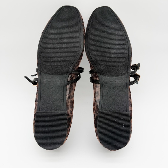 Kenneth Cole Mackenzie Leopard Mesh Ballet Flats Animal Print Black Brown 11 NEW - Picture 15 of 16